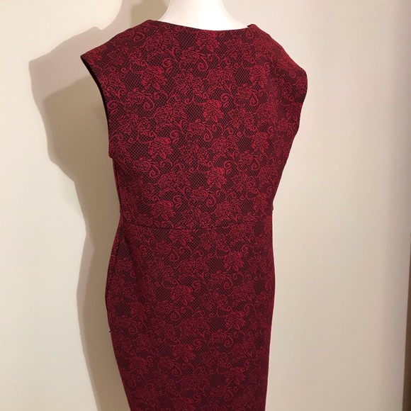 Forever21+ Red Black Floral Embroidered Cocktail Dress Sleeveless 1X - Picture 7 of 13